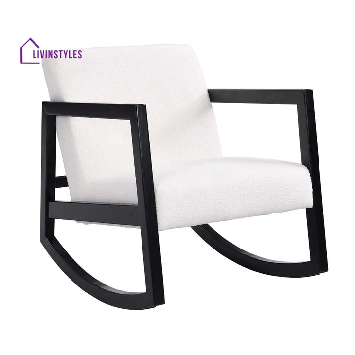 Fyne Ecru Boucle Rocking Armchair Black Frame Accent Chairs