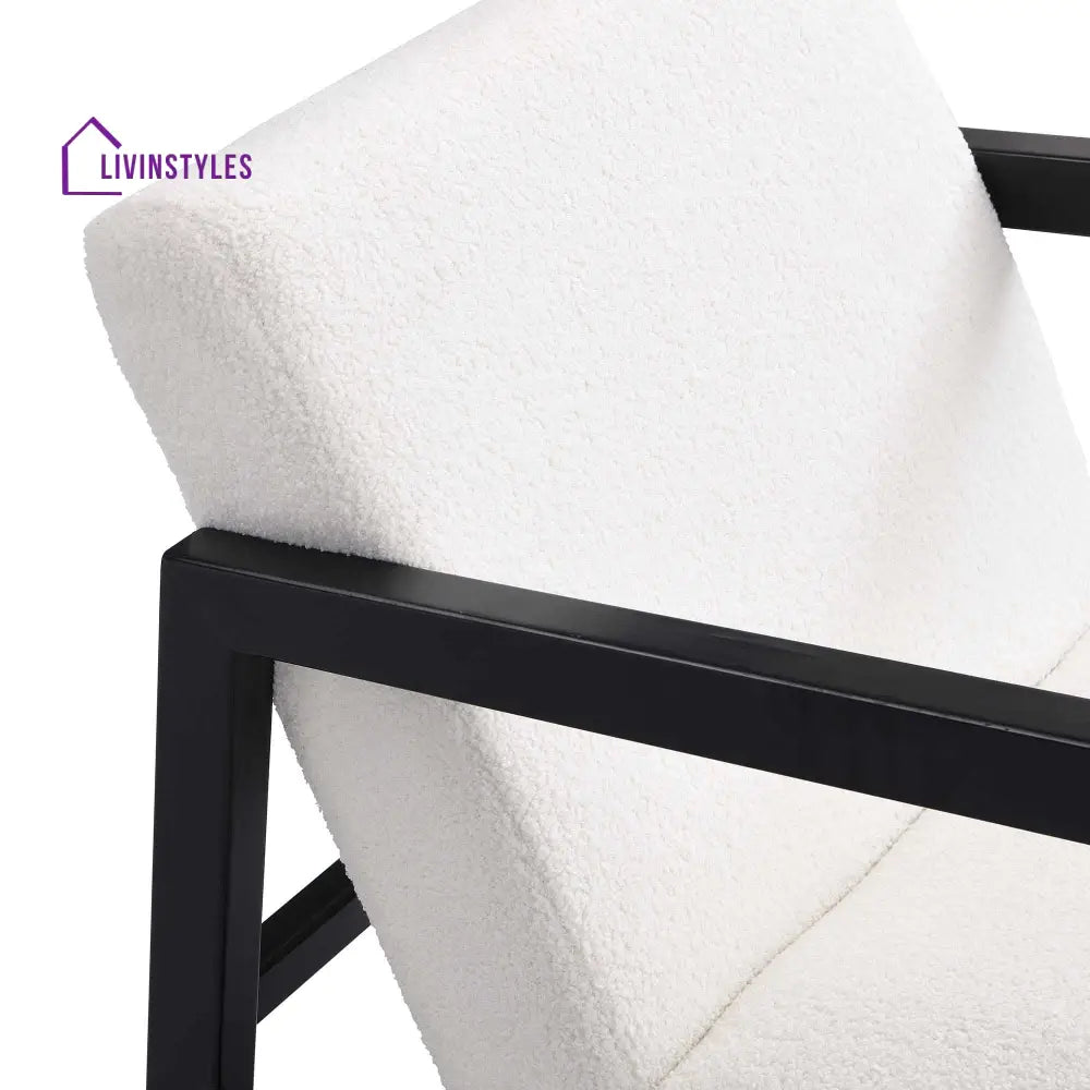Fyne Ecru Boucle Rocking Armchair Black Frame Accent Chairs
