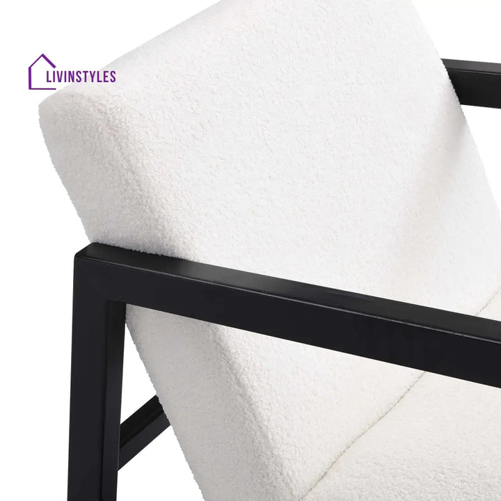 Fyne Ecru Boucle Rocking Armchair Black Frame Accent Chairs