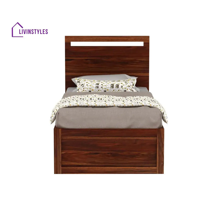 Benita Solid Sheesham Wood Single Bed Without Storage (Natural Finish) Bed