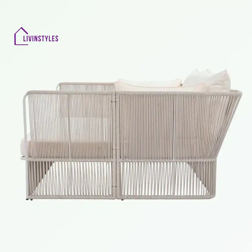 Benito Outdoor Poolside Sunbed With Cushion Daybed And Side Table (Braided & Rope) - Sunbed