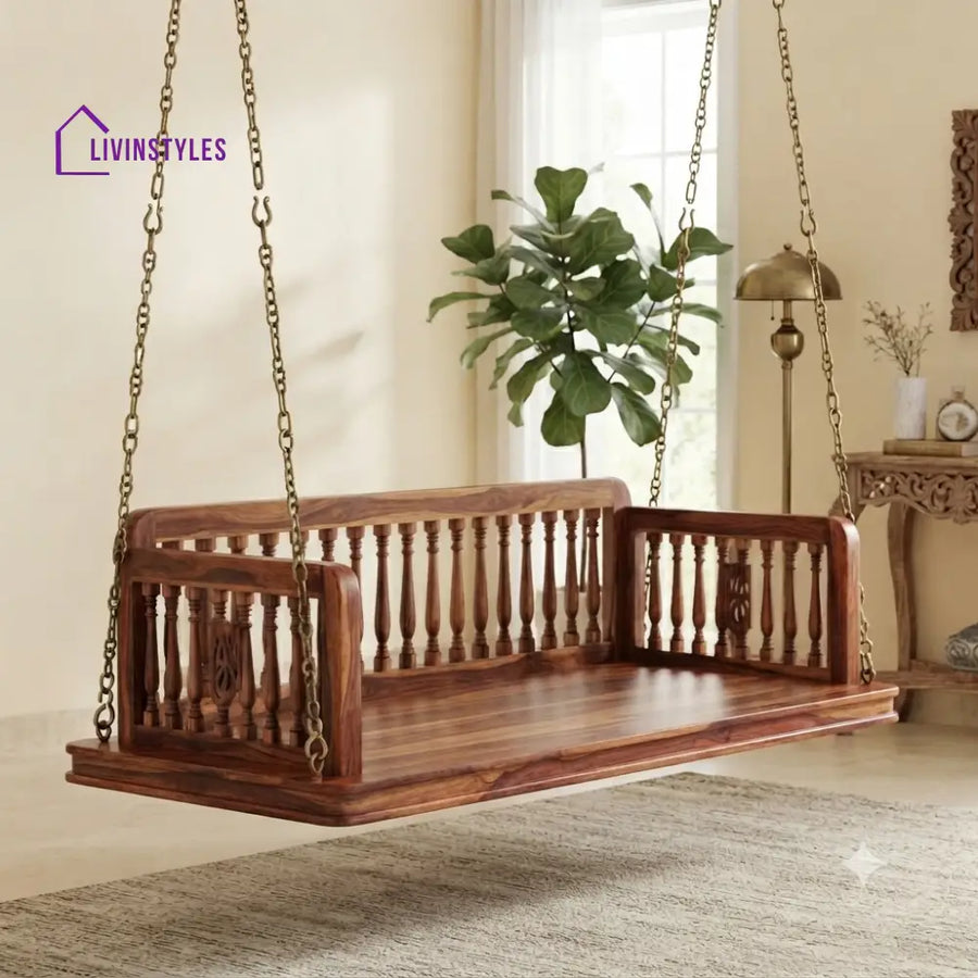 Benjamin 2 Seater Wooden Swing for Home | Wooden Jhula for home