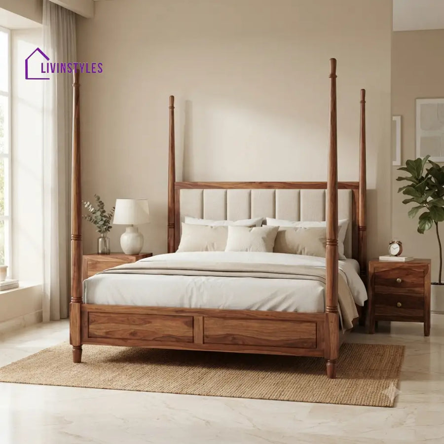 Benjamin Solid Sheesham Wood Poster Bed Without Storage