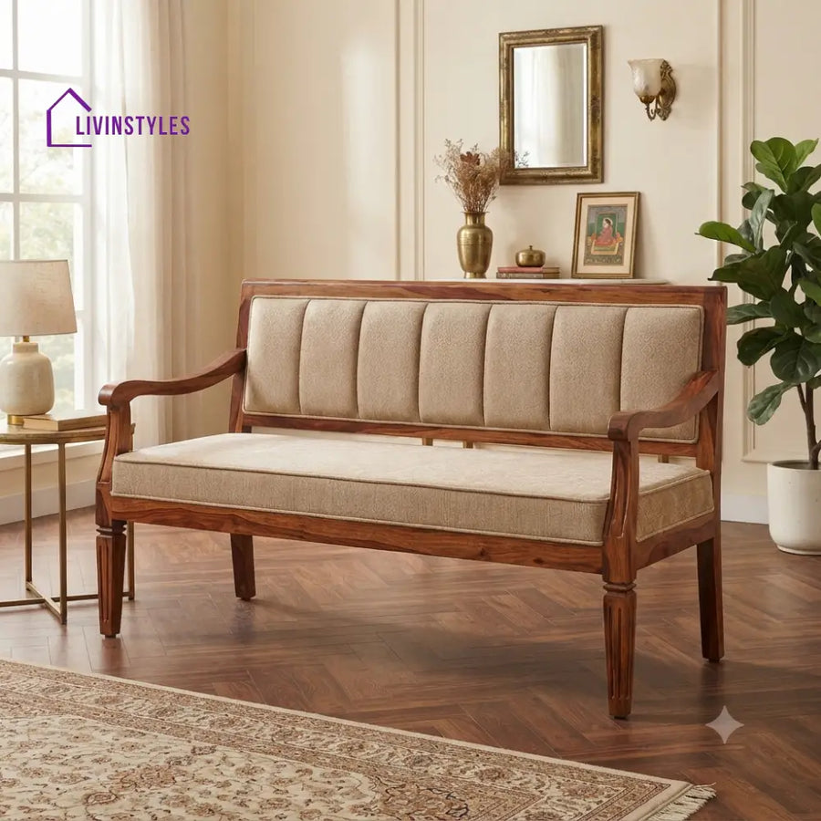Benjamin Wooden Bench for Living Room | Bedroom | Extra Seating