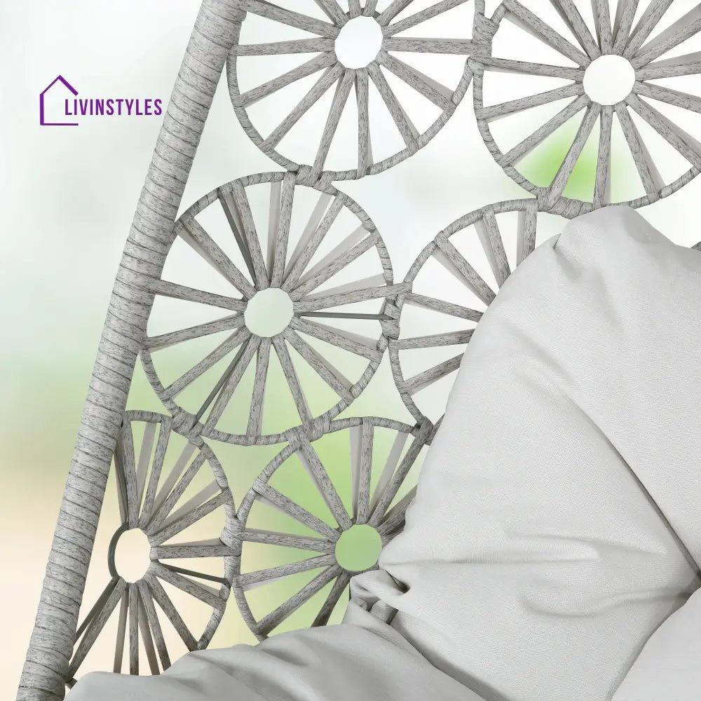 Benley Single Seater Hanging Swing Without Stand For Balcony Garden Swing (White) - Swings