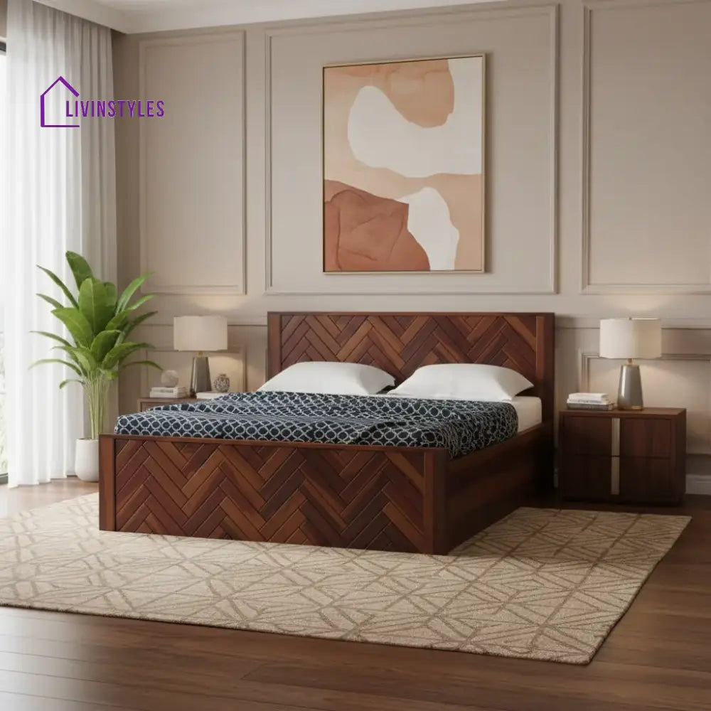 Benny Sheesham Wood Bed Hydraulic Storage - King Size