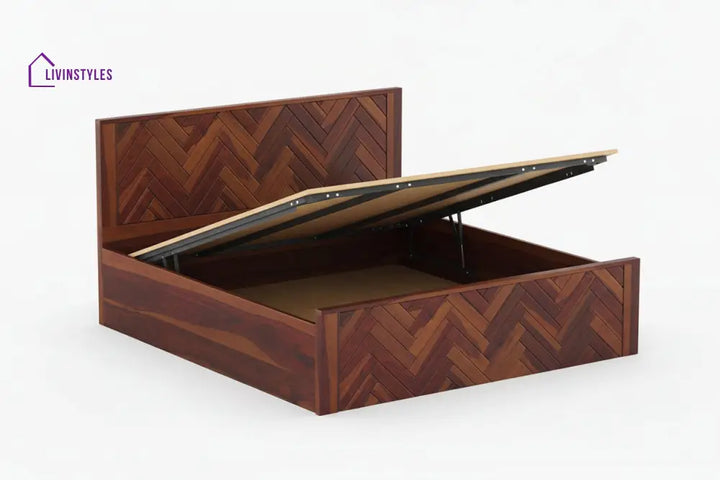 Benny Sheesham Wood Bed Hydraulic Storage - King Size