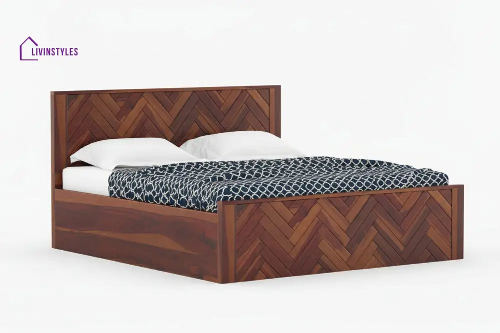 Benny Sheesham Wood Bed Hydraulic Storage - King Size