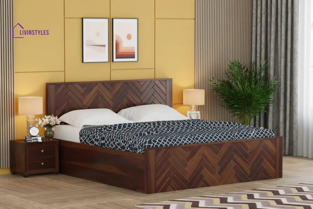 Benny Sheesham Wood Bed Hydraulic Storage - King Size