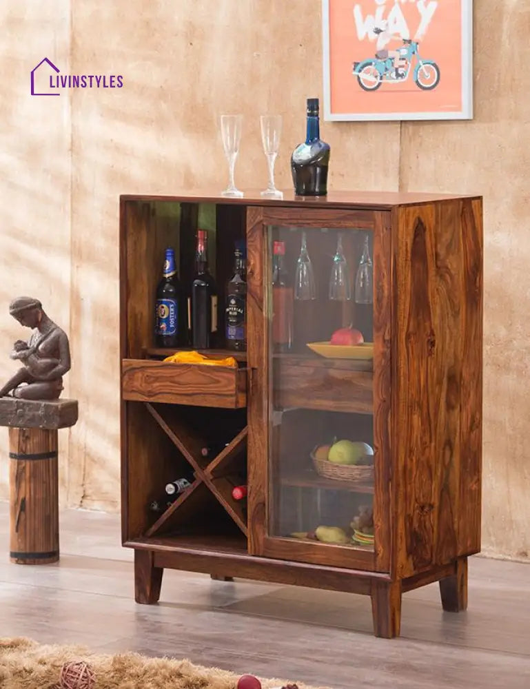 Benny Solid Wood Bar Cabinet Bar