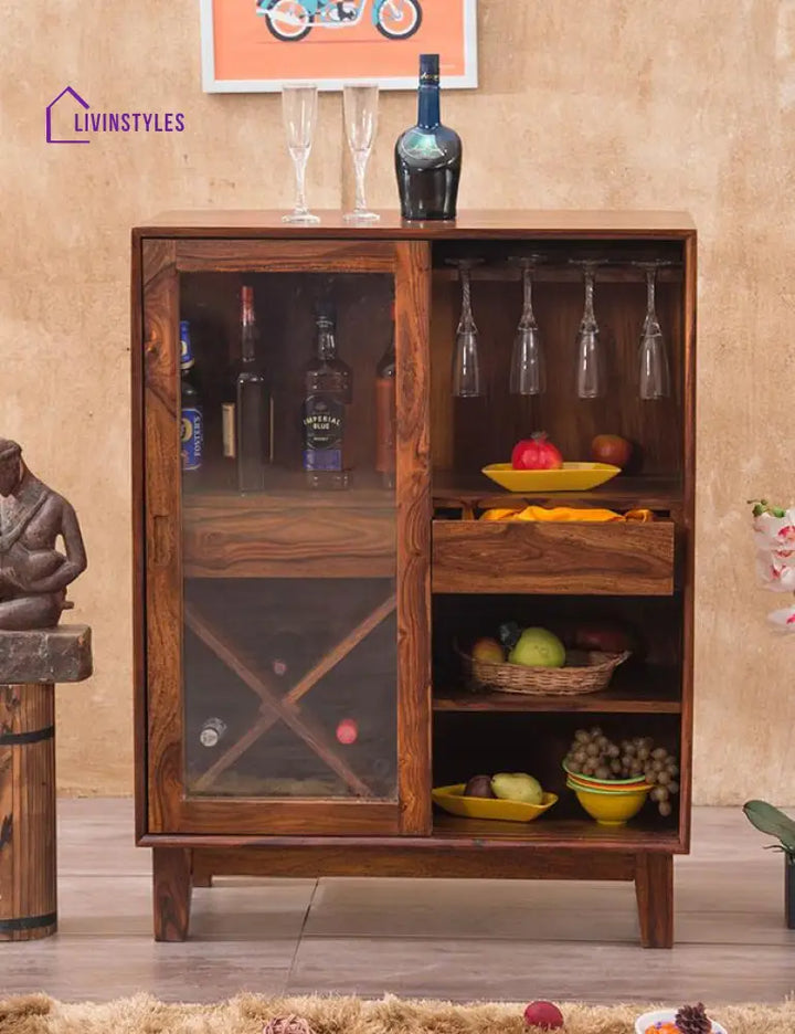 Benny Solid Wood Bar Cabinet Bar