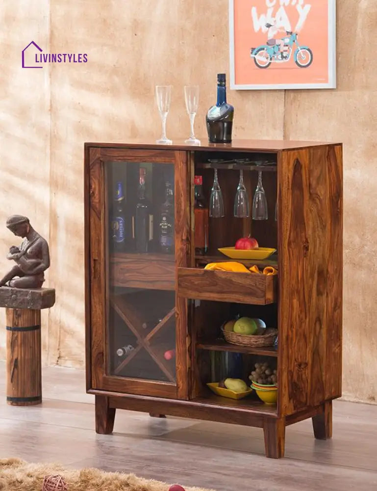 Benny Solid Wood Bar Cabinet Bar