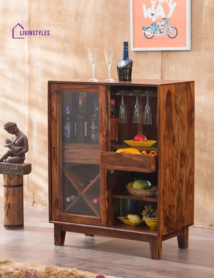 Benny Solid Wood Bar Cabinet Bar