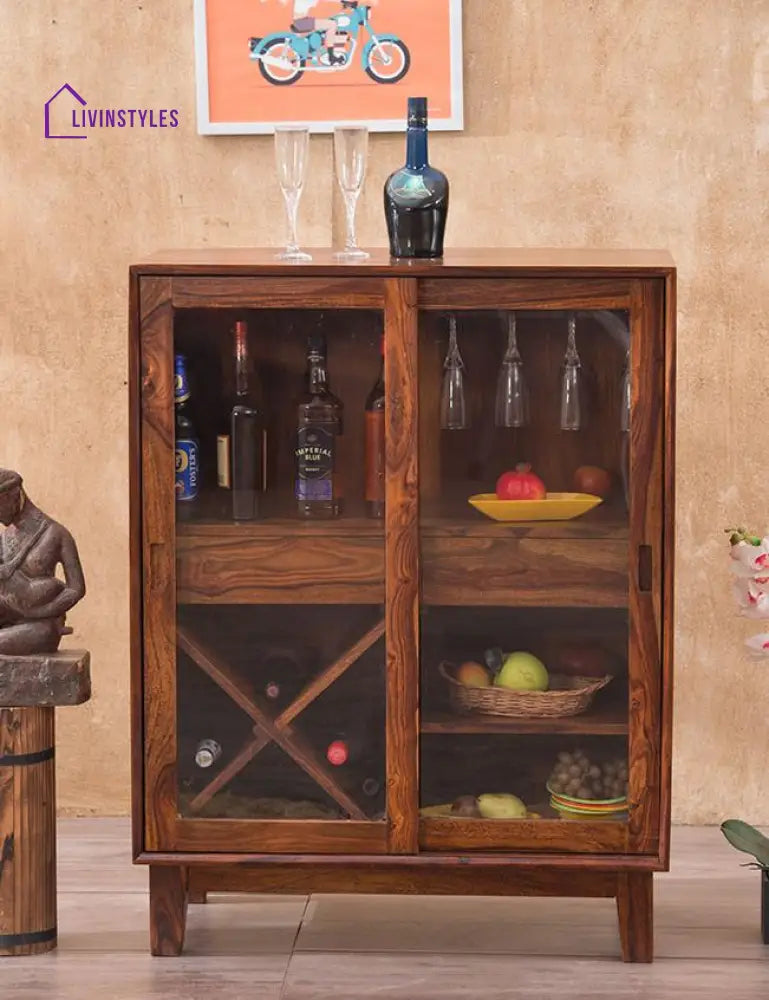 Benny Solid Wood Bar Cabinet L 82 x D 43 x H 111 cm / Honey Bar