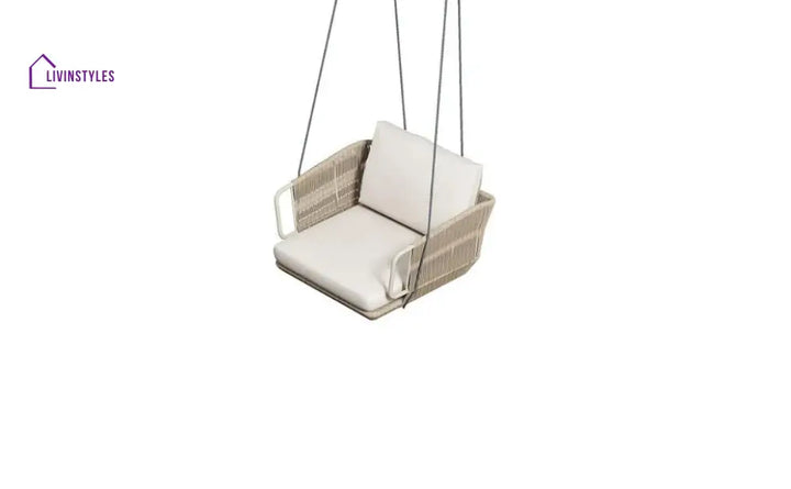 Benoit Single Seater Hanging Swing Without Stand For Balcony Garden Swing (Beige) Braided & Rope - Swings