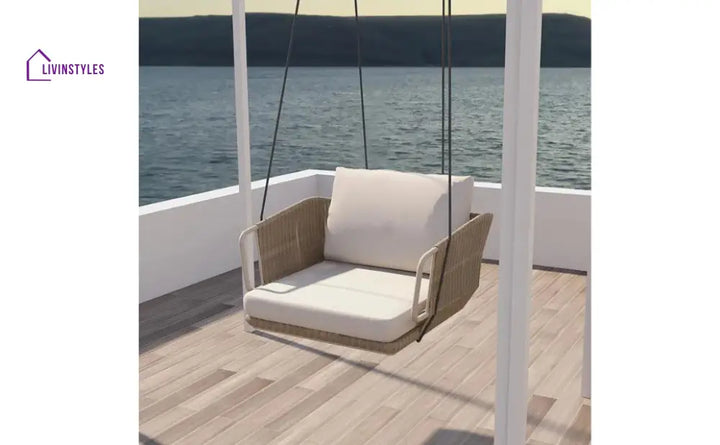 Benoit Single Seater Hanging Swing Without Stand For Balcony Garden Swing (Beige) Braided & Rope - Swings