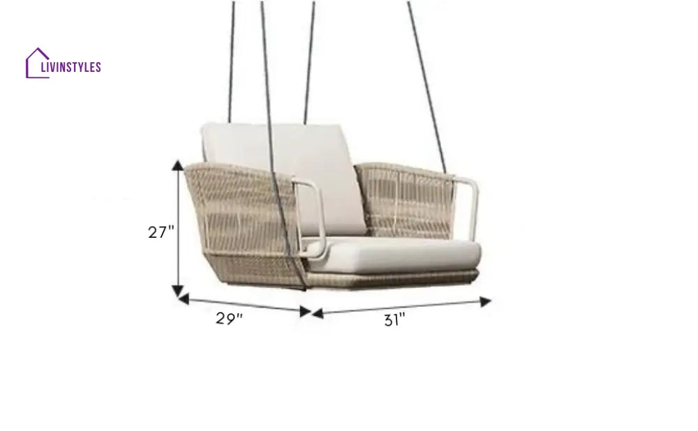 Benoit Single Seater Hanging Swing Without Stand For Balcony Garden Swing (Beige) Braided & Rope - Swings