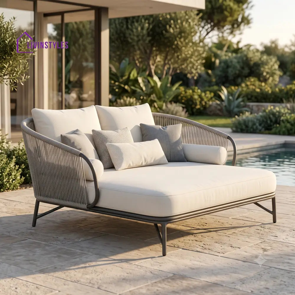 Berenice Premium Outdoor Day Bed in Metal Frame with Powder Coated & Rope