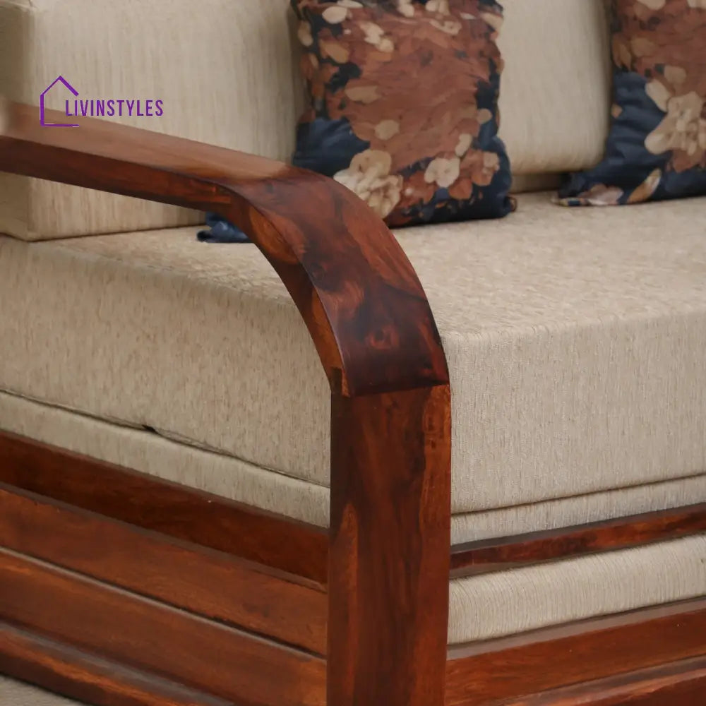 Bergen Sheesham Wood Pull Out 3 Seater Sofa Cum Bed In Scratch Resistant Honey Oak Finish