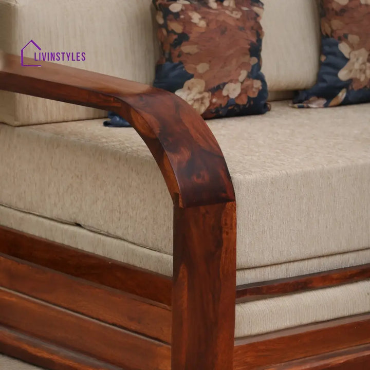 Bergen Sheesham Wood Pull Out 3 Seater Sofa Cum Bed In Scratch Resistant Honey Oak Finish