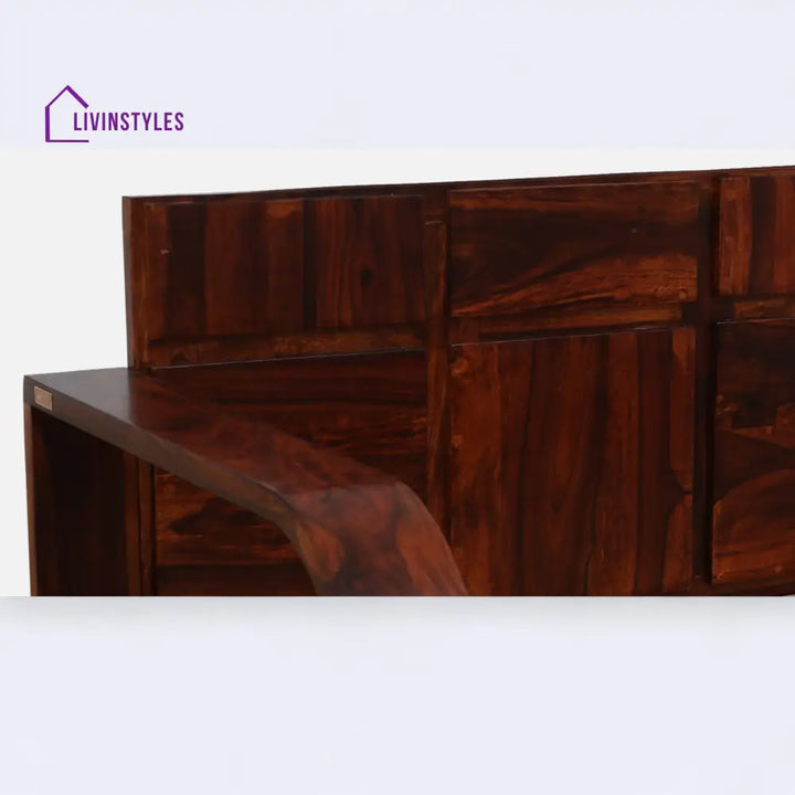 Bergen Sheesham Wood Pull Out 3 Seater Sofa Cum Bed In Scratch Resistant Honey Oak Finish