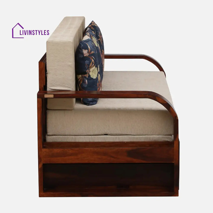 Bergen Sheesham Wood Pull Out 3 Seater Sofa Cum Bed In Scratch Resistant Honey Oak Finish