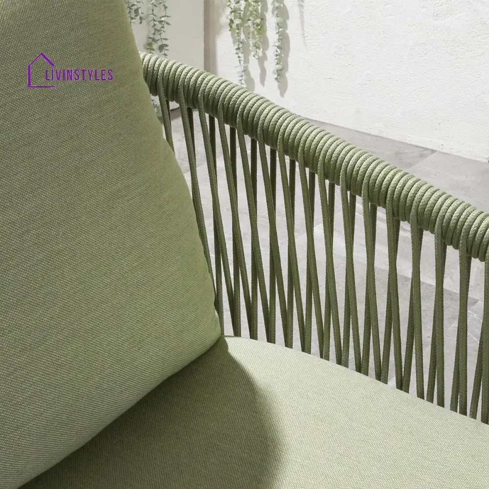 Bernardo Outdoor Patio Seating Set 2 Chairs and 1 Table Set (Beige + Green) Braided & Rope - Dining sets