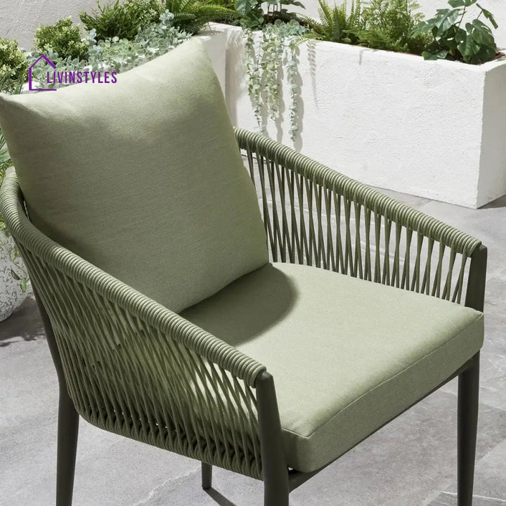 Bernardo Outdoor Patio Seating Set 2 Chairs and 1 Table Set (Beige + Green) Braided & Rope - Dining sets