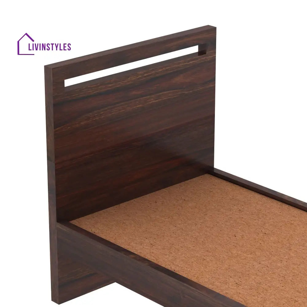 Berta Solid Sheesham Wood Single Bed Without Storage (Walnut Finish) Bed