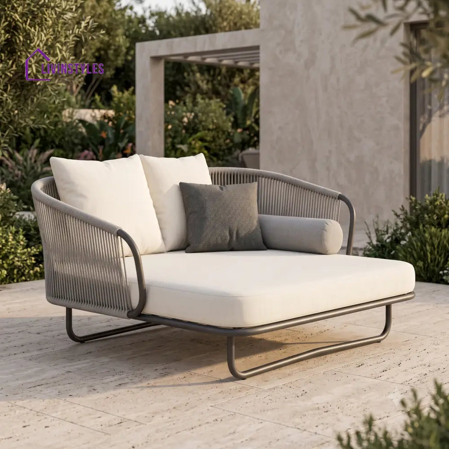 Bertille Premium Outdoor Day Bed in Metal Frame with Powder Coated & Rope