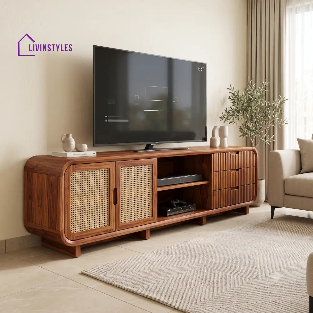 Bertille Solid Sheesham Wood Tv Unit for Living Room | Tv Cabinet | Tv Console Unit