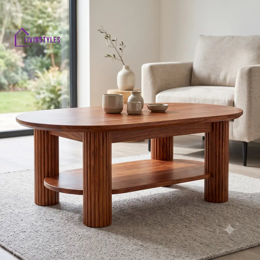 Bertille Wooden Coffee Table for Living Room | Tea Table | Teapoy | Center table