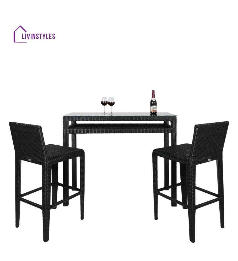 Betta Outdoor Patio Bar Sets 2 Chairs and 1 Table (Black) - Bar Sets