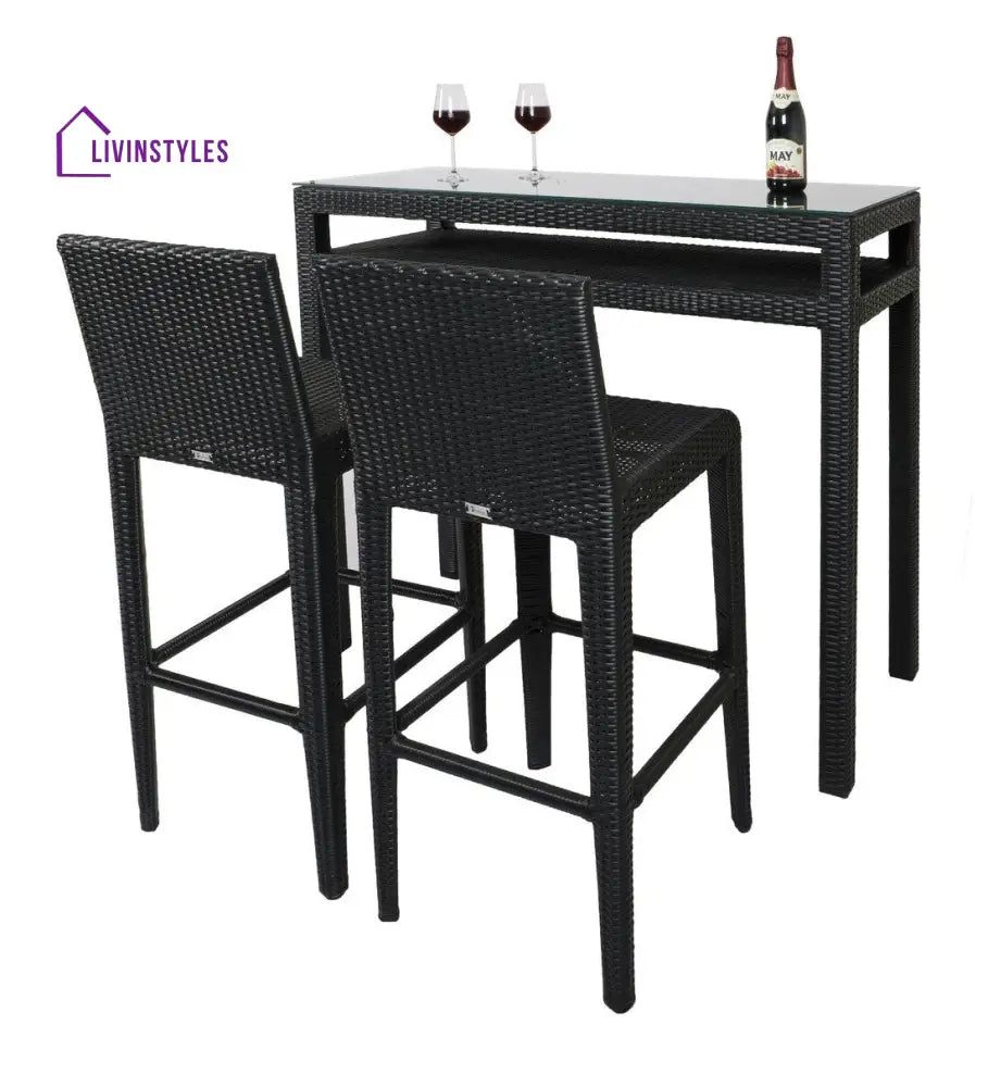 Betta Outdoor Patio Bar Sets 2 Chairs and 1 Table (Black) - Bar Sets