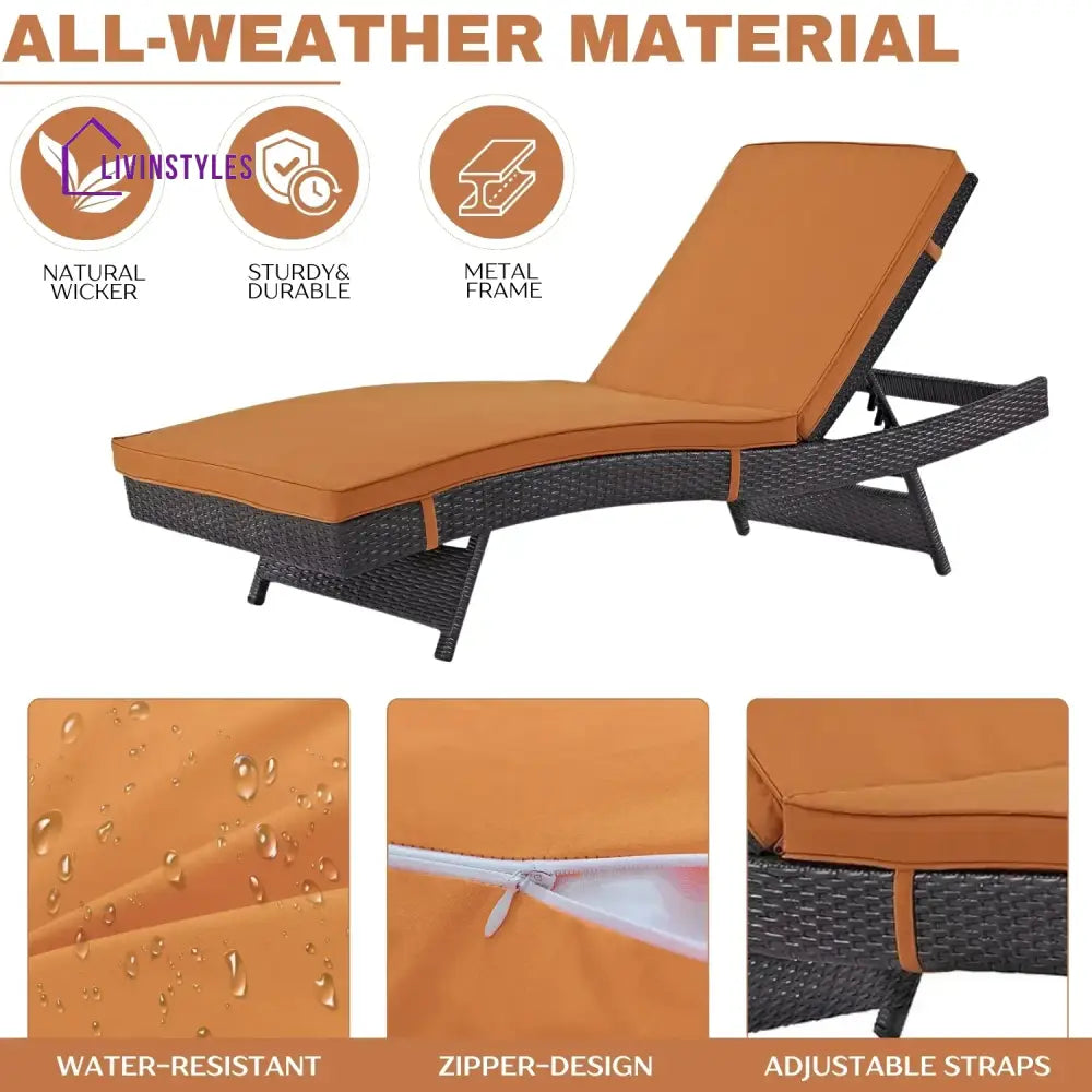 Bettina Outdoor Rattan Wicker Chaise Lounger For Poolside - Lounger Set