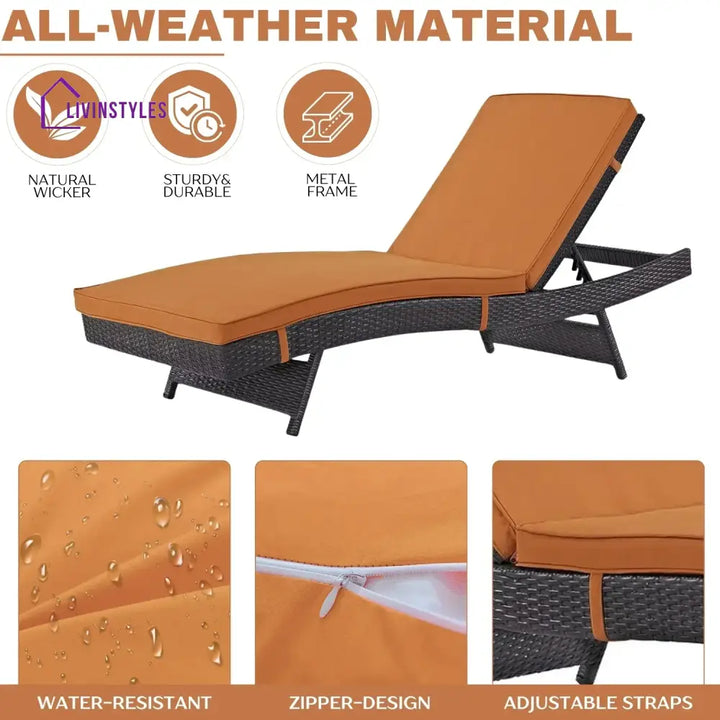 Bettina Outdoor Rattan Wicker Chaise Lounger For Poolside - Lounger Set