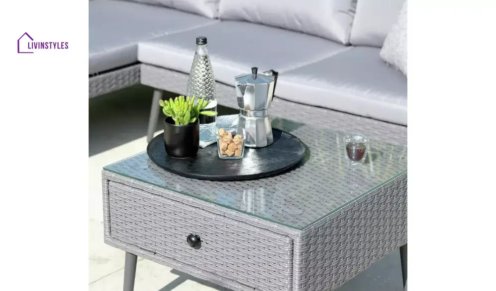 Bettino Outdoor Sofa Set 4 Seater 2 Single seat and 1 Center Table (Black + Grey) - Outdoor Furniture Sets