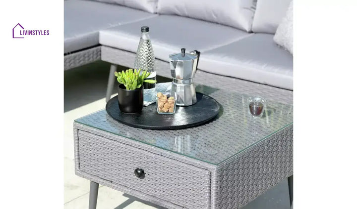 Bettino Outdoor Sofa Set 4 Seater 2 Single seat and 1 Center Table (Black + Grey) - Outdoor Furniture Sets