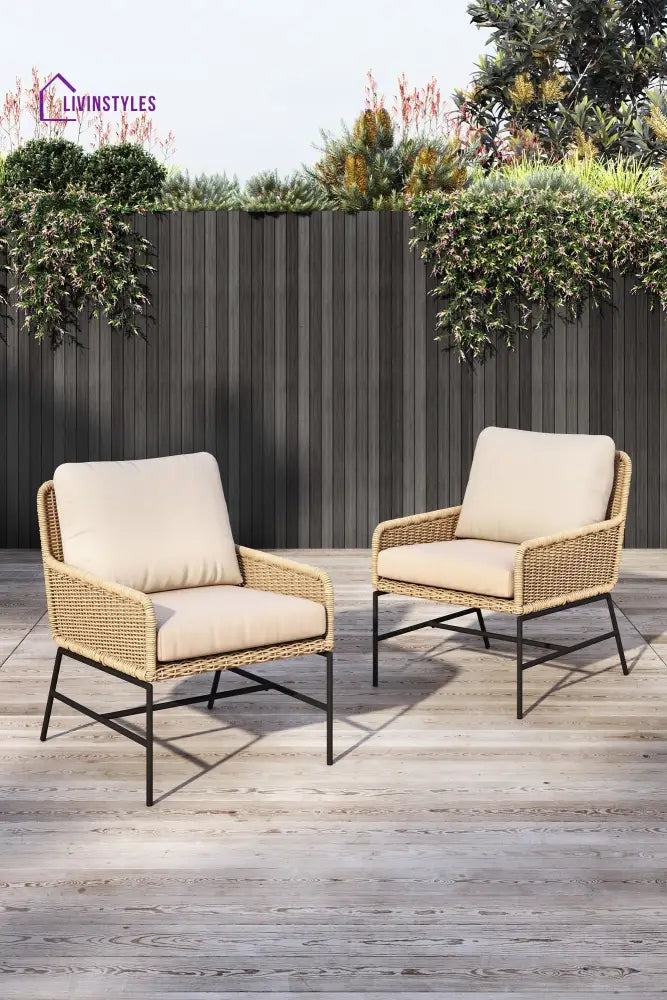 Bevy Outdoor Patio Seating Set 2 Chairs and 1 Table Set (Honey) - Coffee Table Sets