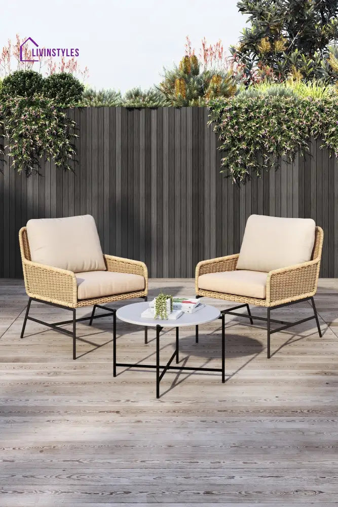 Bevy Outdoor Patio Seating Set 2 Chairs and 1 Table Set (Honey) - Coffee Table Sets