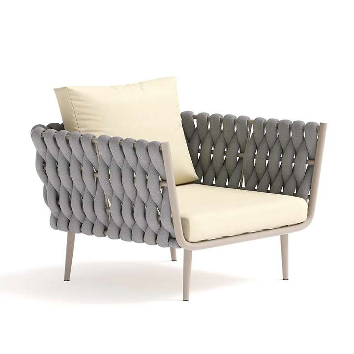 Bifrox Outdoor Garden Balcony Sofa Set 2 Seater, 2 Single seater and 1 Center Table  Set, Braid & Rope (Beige + Grey)