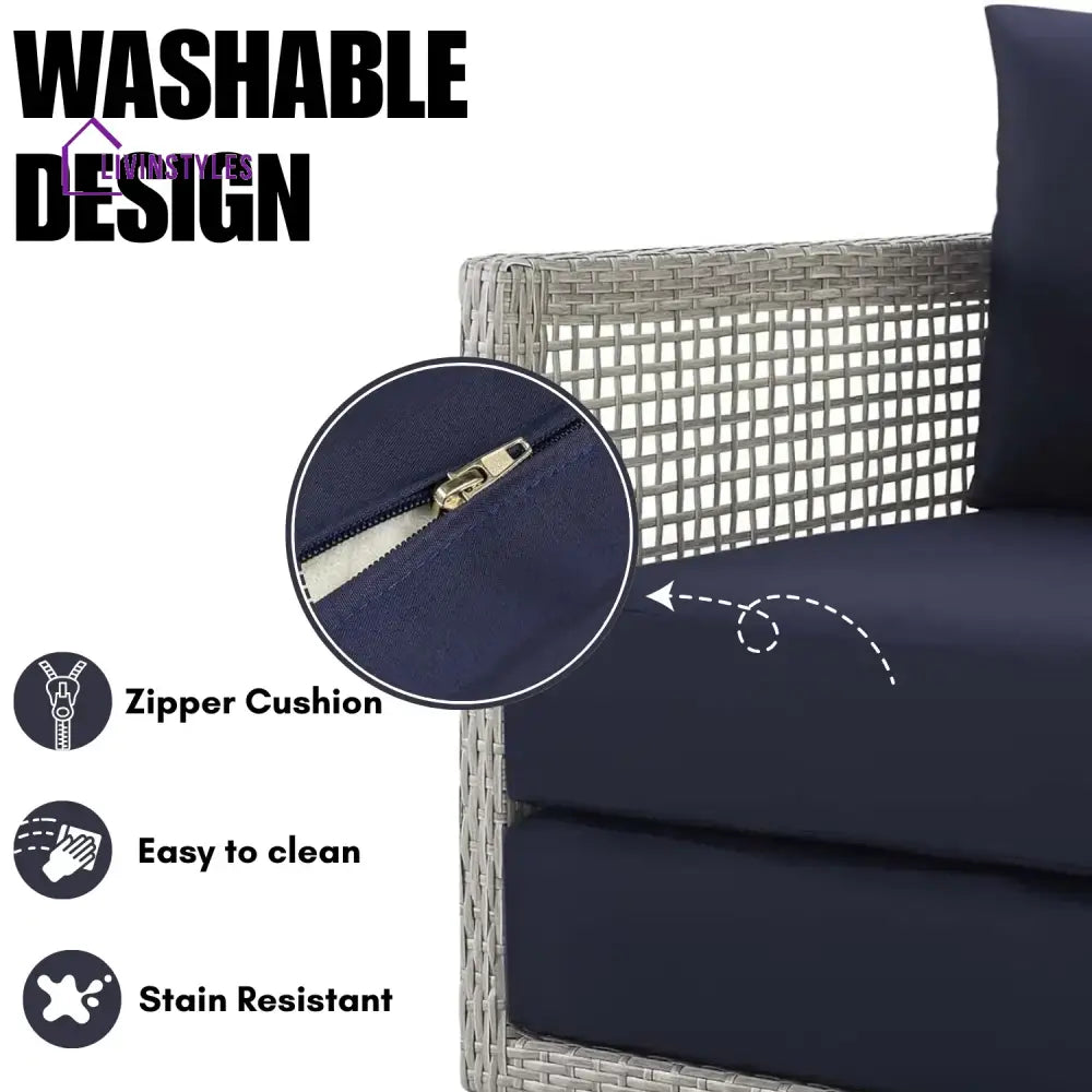 Bhanvi Outdoor Wicker Woven 6 Pieces Sectional Patio Furniture Set - Sofa Set