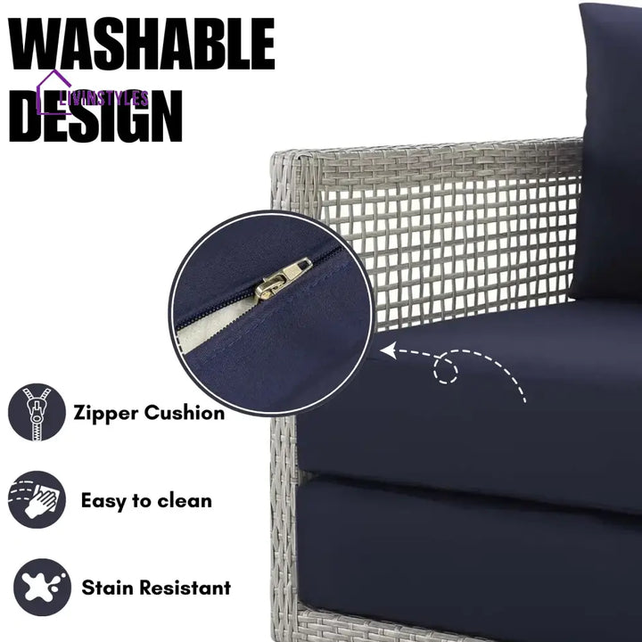 Bhanvi Outdoor Wicker Woven 6 Pieces Sectional Patio Furniture Set - Sofa Set