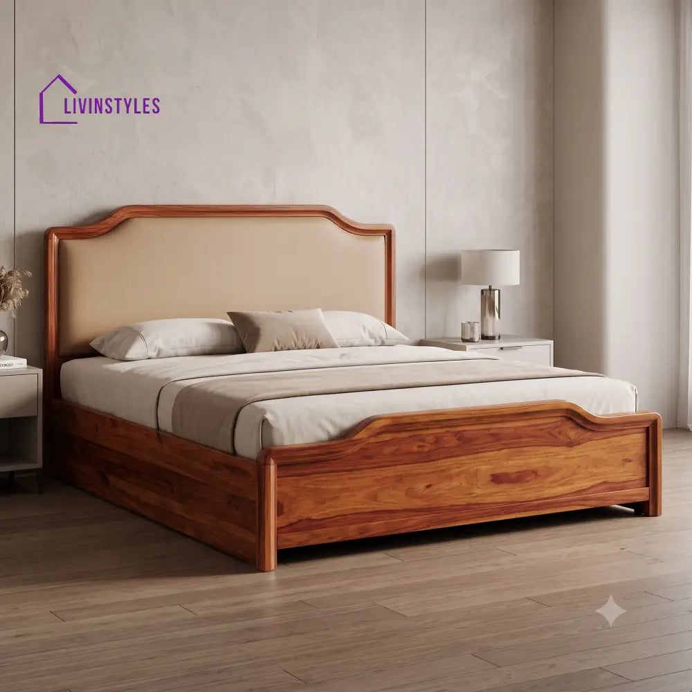 Bharath Sheesham Wood Hydraulic Storage King Size Double Bed
