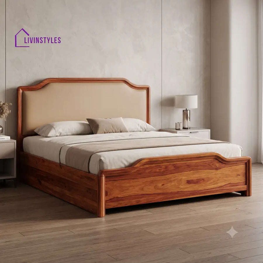 Bharath Sheesham Wood Hydraulic Storage King Size Double Bed