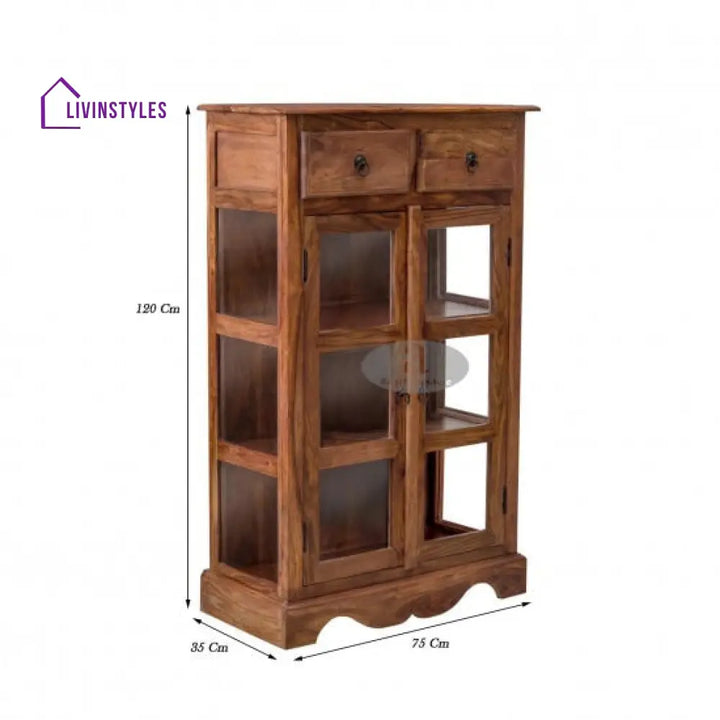 Bhatnagar Sheesham Wood Kitchen Crockery Cabinet in Honey Finish