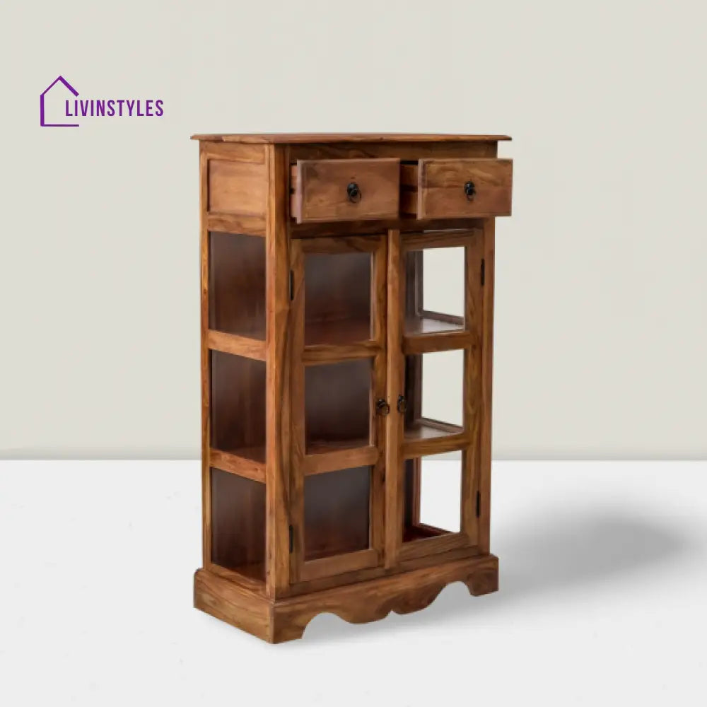 Bhatnagar Sheesham Wood Kitchen Crockery Cabinet in Honey Finish