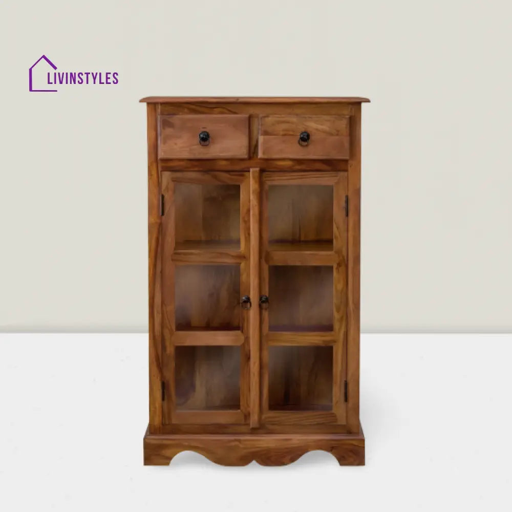 Bhatnagar Sheesham Wood Kitchen Crockery Cabinet in Honey Finish