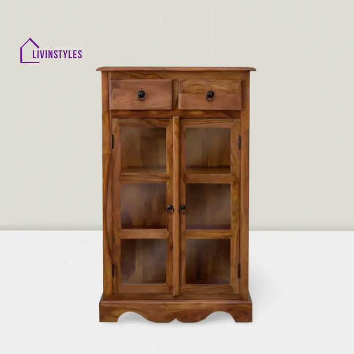 Bhatnagar Sheesham Wood Kitchen Crockery Cabinet in Honey Finish