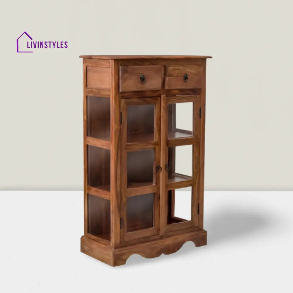 Bhatnagar Sheesham Wood Kitchen Crockery Cabinet in Honey Finish